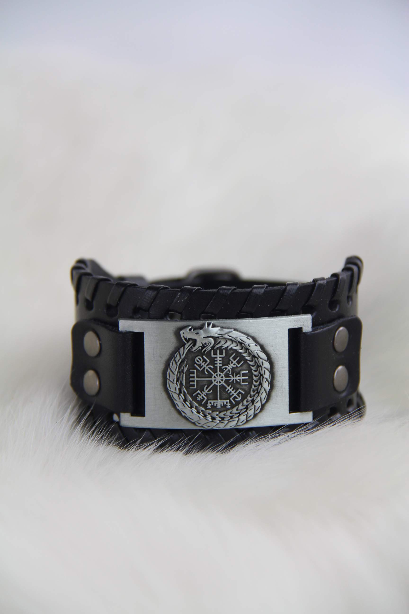 The Serpent and Vegvisir Bracelet Worn